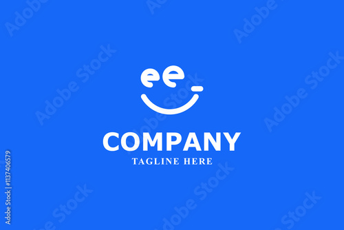 letter e smile face minimal logo