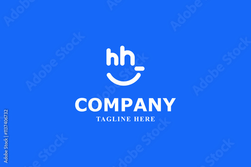 letter h smile face minimal logo