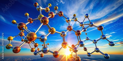 Amisulpride Molecular Structure: Drone Aerial View of Chemical Formula, 3D Rendering, Pharmaceutical Research, Drug Discovery photo