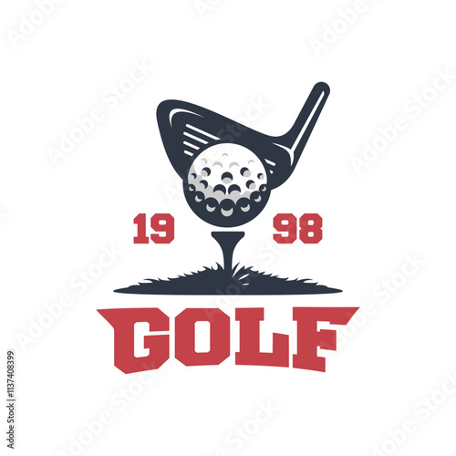 golf ball sport vintage logo design vector template illustration