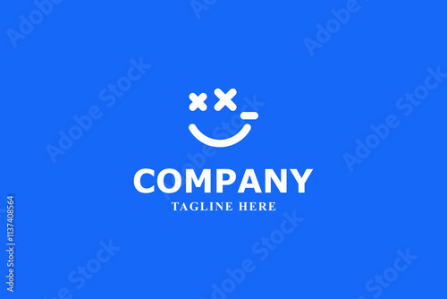 smile face and letter x minimal logo