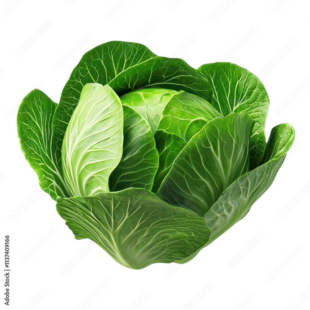 Obraz premium Fresh green cabbage with vibrant leaves on a black background.