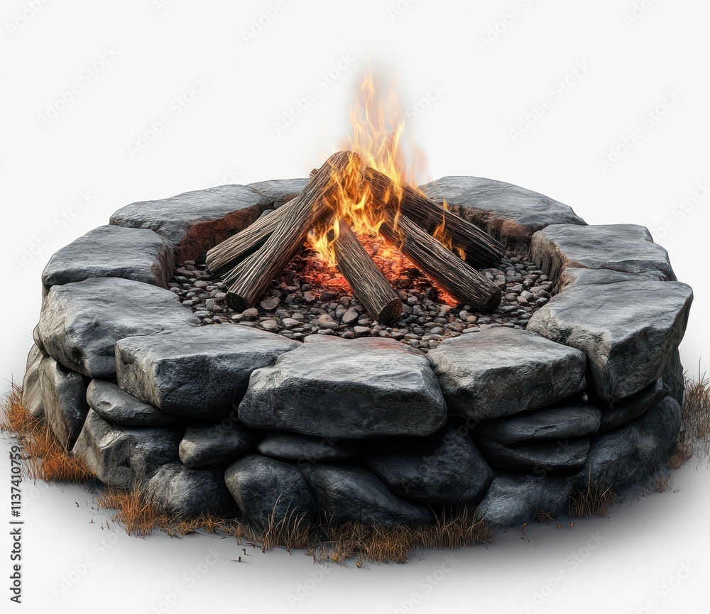 A bonfire burning brightly in a stone fire pit. A bonfire burning brightly in a stone fire pit.