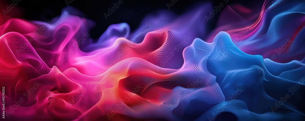 Obraz premium Vibrant sound wave patterns glowing against a dark background symbolizing the energy and motion of sound and music