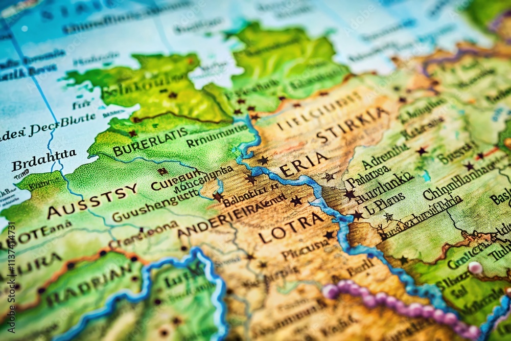 Austria Map Mercator Projection: Detailed Filled & Outline Geographic Illustration