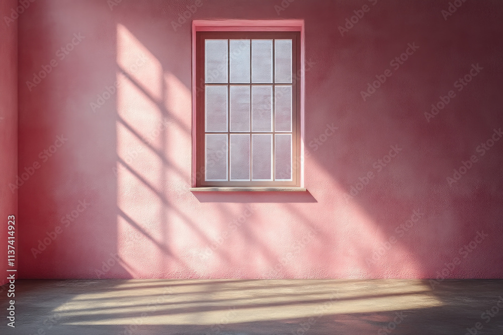 Pink room with window and sunlight. Pink room with window and sunlight.
