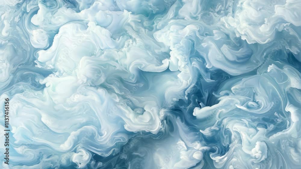 Elegant Fluid Motion of Blue and White Ink in Water Elegant Fluid Motion of Blue and White Ink in Water
