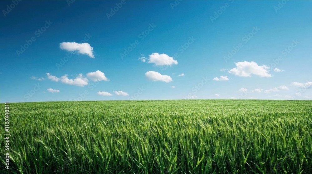A serene landscape featuring lush green grass under a clear blue sky. A serene landscape featuring lush green grass under a clear blue sky.
