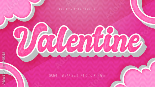 Happy Valentine editable pink text effect with cute shape background