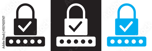 Pin code check mark icon. Vector illustration. isolated on white and black background. EPS 10