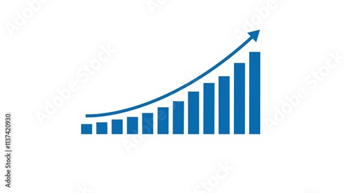 Business growth concept in graph chart showing marketing sales profit increasing to future target . growing business concept. Clean Hi-tech style technology chart