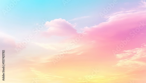 A serene gradient sky blending soft pinks and blues at sunset.