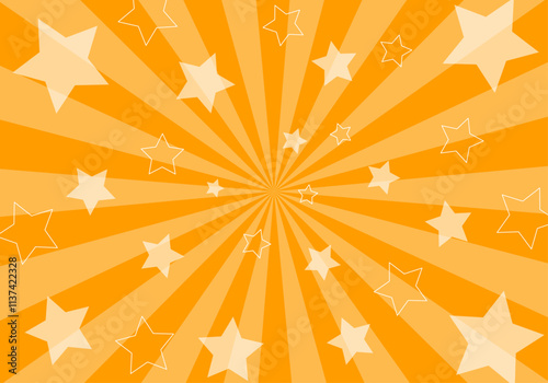 背景素材　ポップな放射線状の星柄背景