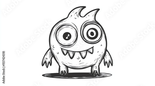 A simple line drawing of a cute monster.