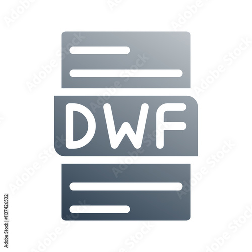 Dwf document file type gradient icon. can be used for website, ui and mobile app.