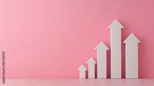 Free Download economic mobility growth concept. A minimalist design featuring ascending white arrows on a pink background, symbolizing growth and progress. - GFXLoad