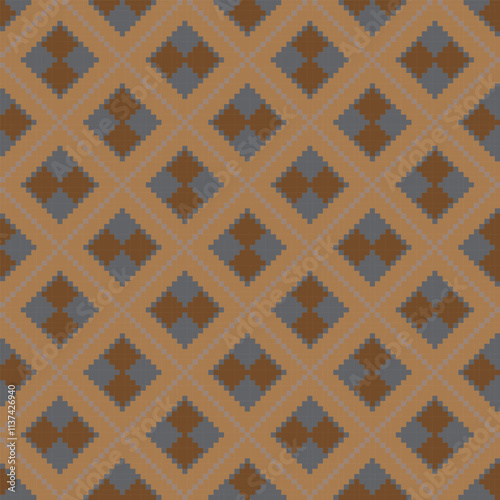 Neutral Colour Argyle Fair Isle Seamless Pattern Design