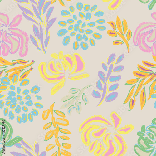 Pastel Abstract Floral Seamless Pattern Design