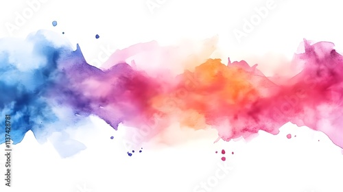 Vibrant Watercolor Background with Colorful Blends of Blue, Pink, Orange, and Purple for Creative and Artistic Projects photo