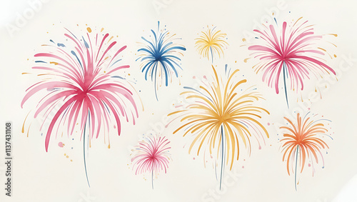 Title: Whimsical and Dynamic Fireworks Clipart