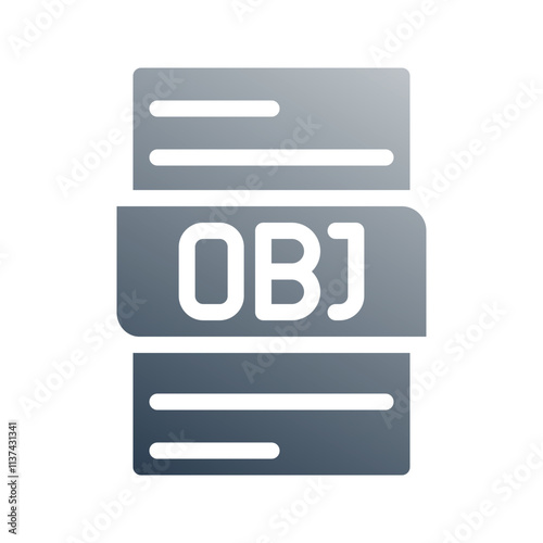 Obj digital file document gradient fill icon. can be used for website, ui and mobile app.