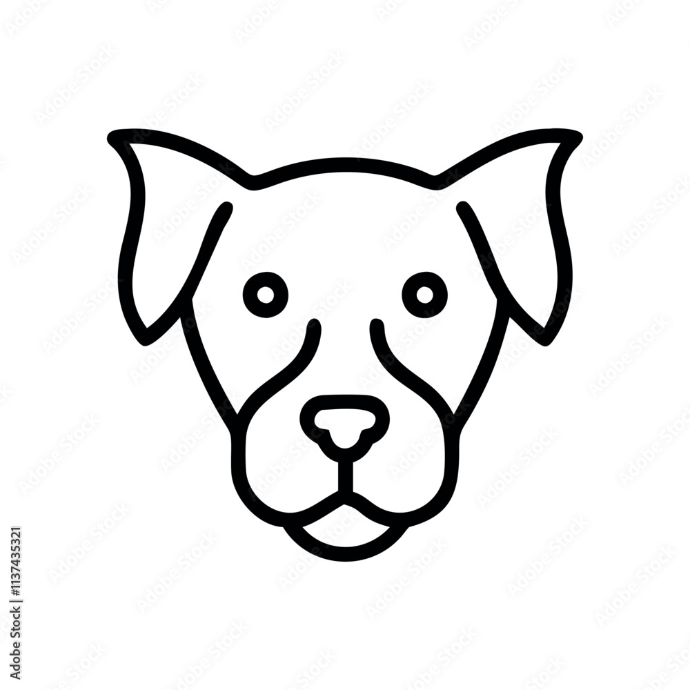 Naklejka premium Simple line art illustration of a dog's head dog head, vector Art, Icon, Logo and Graphics. Dog head outline and line art illustration design.