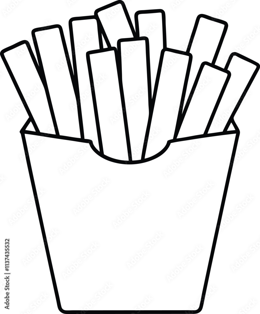 French Fries in White Box Icon Vector Illustration French Fries in White Box Icon Vector Illustration