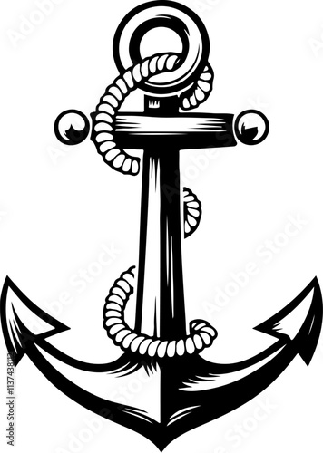 Illustration of the anchor in engraving style. Design element for poster, card, banner, sign, logo. Vector illustration