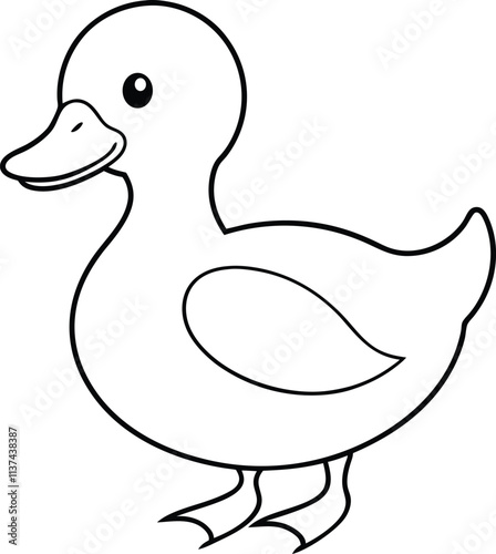 Cute Duck Outline for Children to Color Vector Illustration