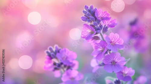 Delicate Purple Flowers Blooming in Soft Light