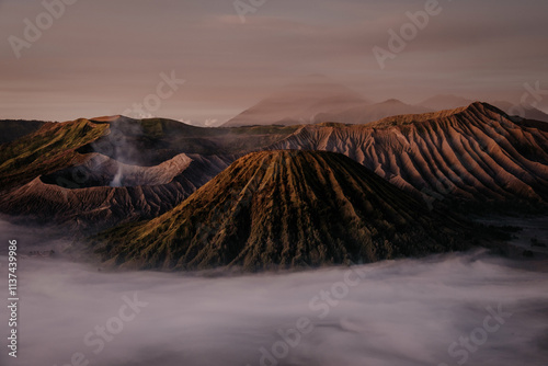 Mount Bromo volcano on Java in Indonesia at Sunrise