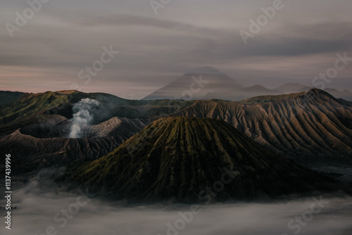 Mount Bromo volcano on Java in Indonesia at Sunrise