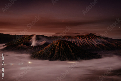 Mount Bromo volcano on Java in Indonesia at Sunrise