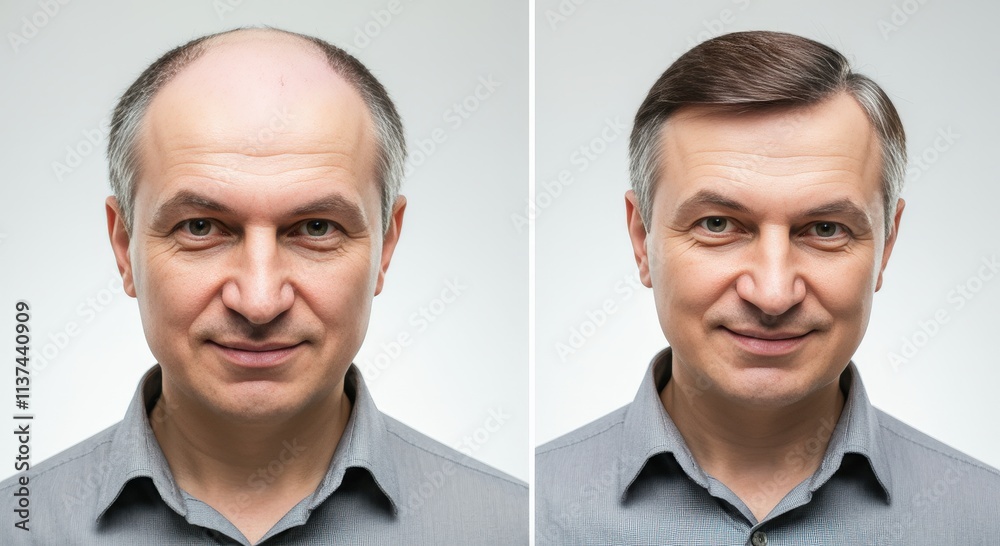 Male hair transformation before and after comparison Male hair transformation before and after comparison