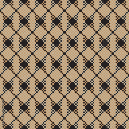 Neutral Colour Argyle Fair Isle Seamless Pattern Design