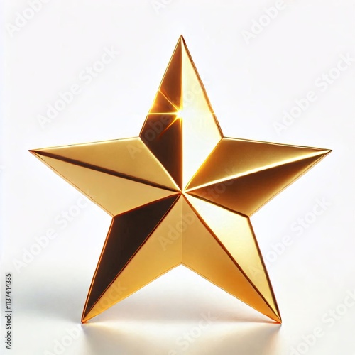 Golden christmas star isolated on white