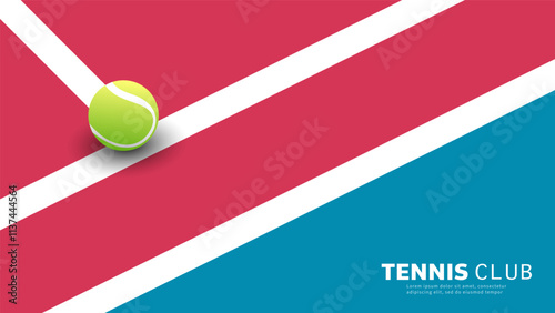 Tennis ball on tennis court background, Illustrations for use in online sporting events , Illustration Vector EPS 10
