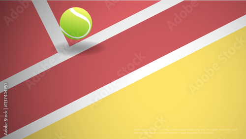 Tennis ball on tennis court background, Illustrations for use in online sporting events , Illustration Vector EPS 10