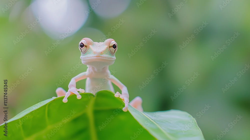 Obraz premium Tiny Chameleon on a Leaf 