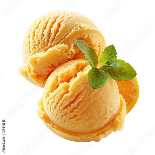 Delicious Tangerine Sorbet  Isolated On White Background