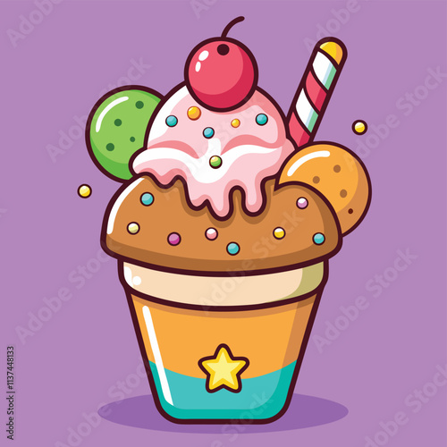 Happy Ice Cream Character