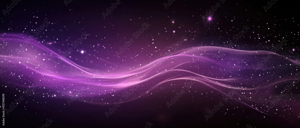 Fototapeta premium Abstract Purple Cosmic Wave with Sparkling Stardust Background