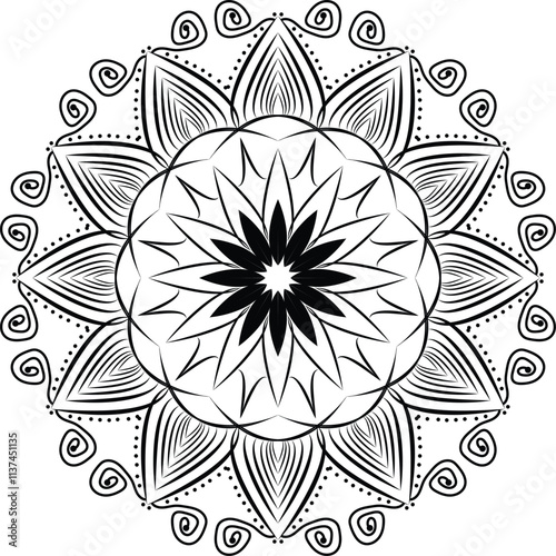 line art mandala design and illustrator