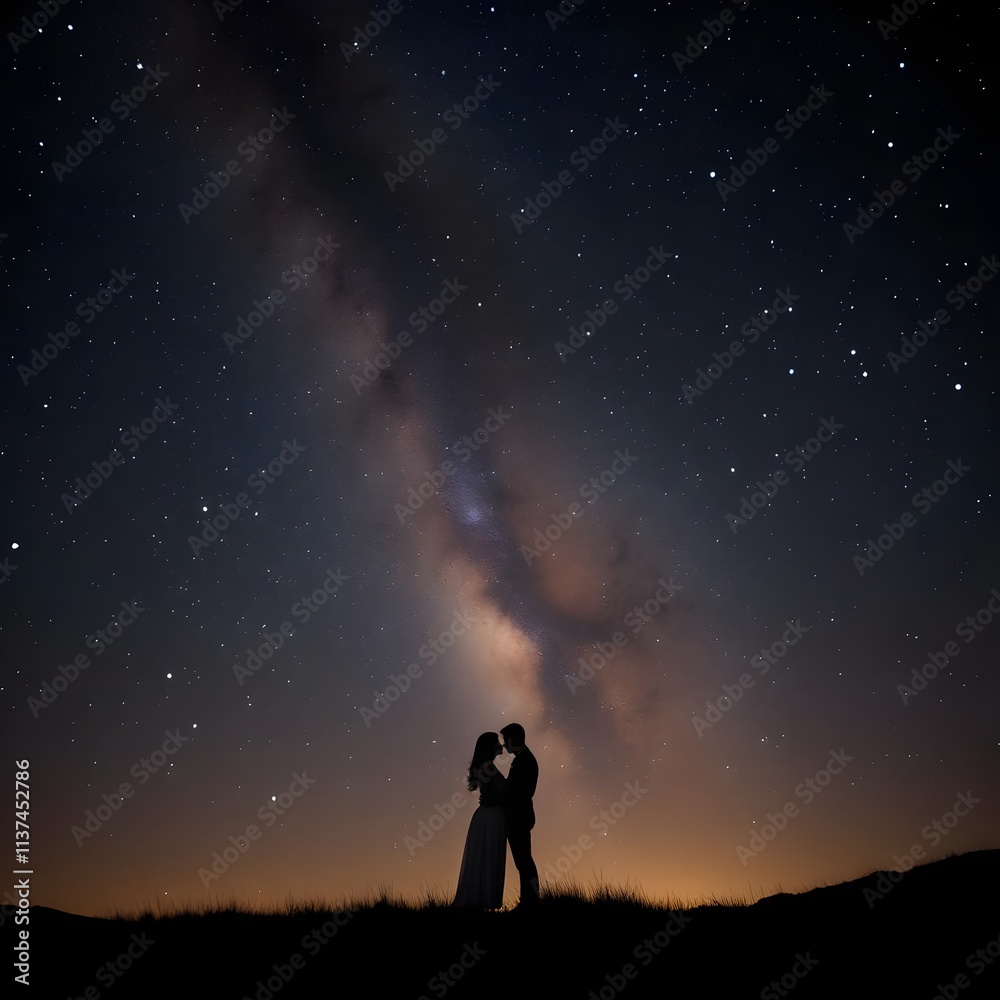 Fototapeta premium Two Lovers Under Starry Sky