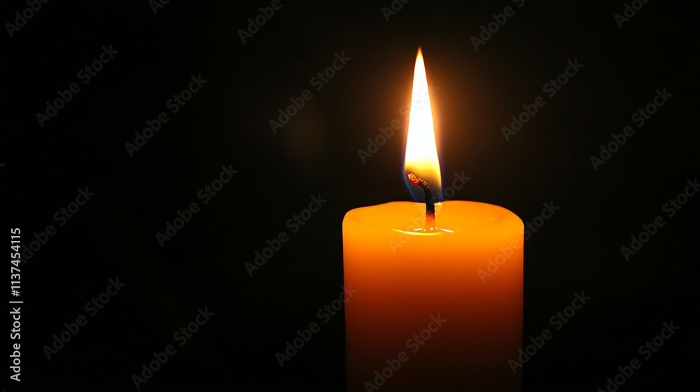 A Single Candle Flame Burning Brightly in the Darkness, Symbolizing Hope and Warmth Generative AI A Single Candle Flame Burning Brightly in the Darkness, Symbolizing Hope and Warmth Generative AI