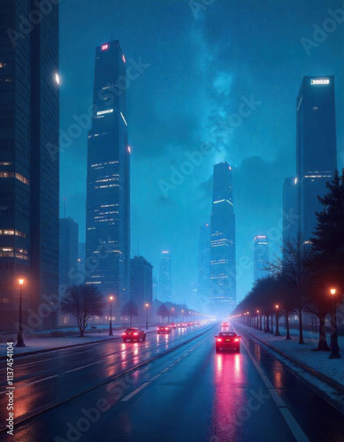 technology city at night
