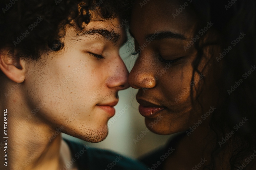 A close-up captures two diverse individuals in a heartfelt conversation, revealing their authentic emotions and deep connection through eye contact. A close-up captures two diverse individuals in a heartfelt conversation, revealing their authentic emotions and deep connection through eye contact.