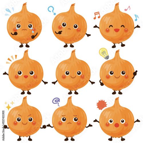 玉ねぎのキャラクター　表情セット