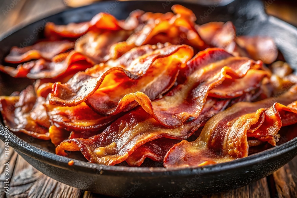 Crispy Bacon Photography: Delicious Fried Bacon Pieces in Pan - High Resolution Food Photo Crispy Bacon Photography: Delicious Fried Bacon Pieces in Pan - High Resolution Food Photo