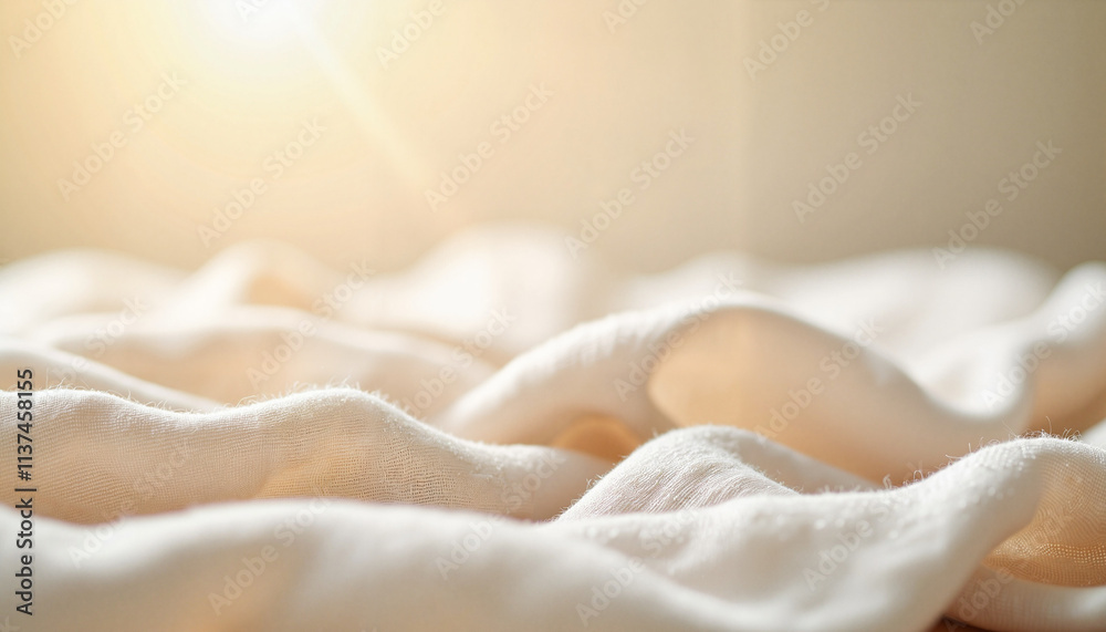 Soft fabric texture illuminated by warm sunlight with a dreamy atmosphere